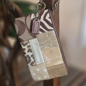 Coach Patchwork Clutch in Brown and Tan